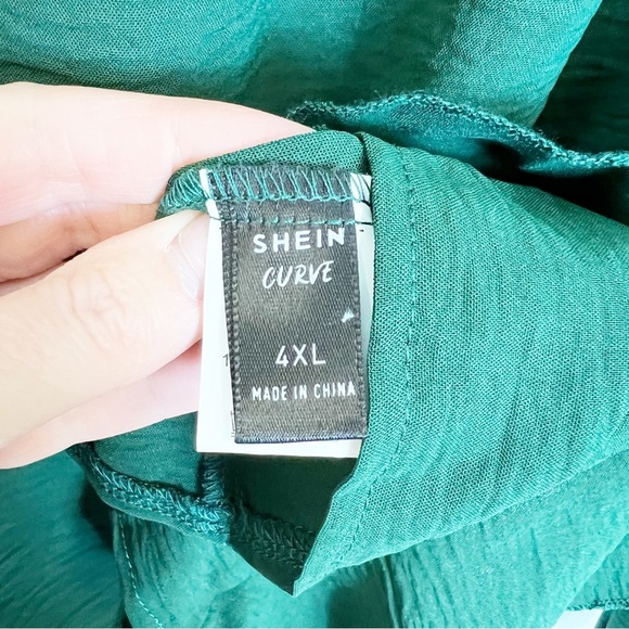 Shein Curve Ruffled Long Sleeve Top Green Size 4XL - Picture 6 of 8